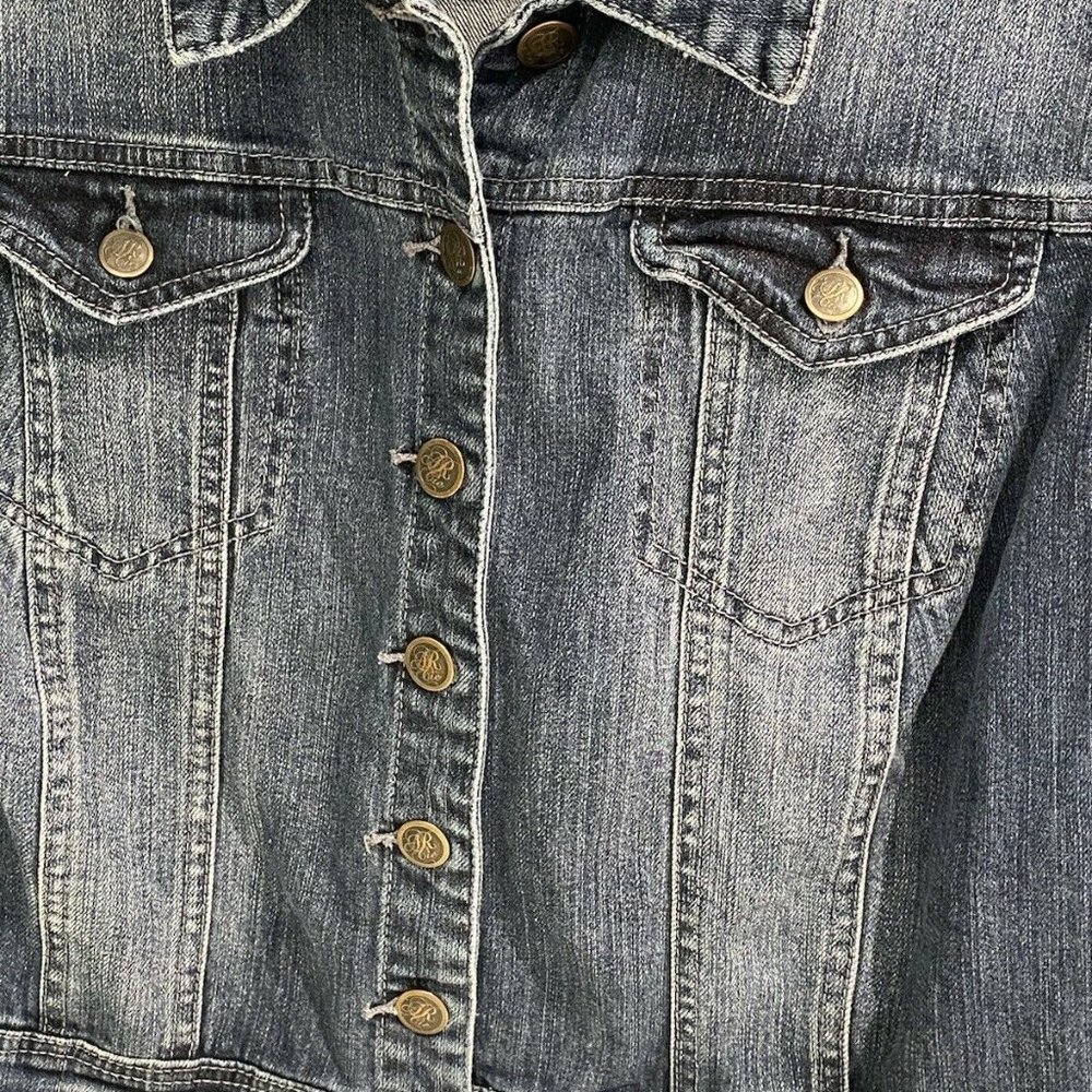 American Rag Cie Distressed Cropped Denim Jacket - Picture 4 of 12